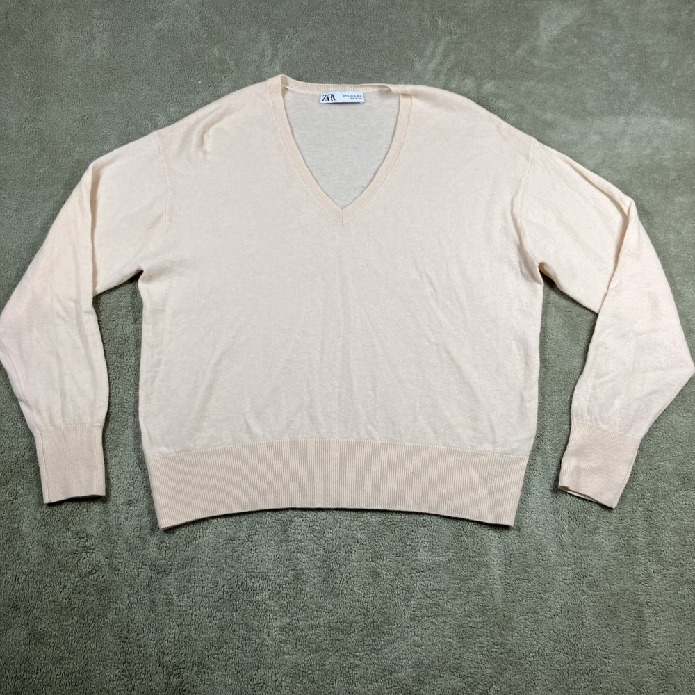 Zara 100% Wool Pullover Sweater Ivory Large/XL Holiday Quiet Lux Closet Staple